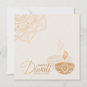Minimal Rose gold ornament Happy Diwali  Card