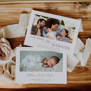 Minimal Rose Gold The More The Merrier Birth Holiday Card
