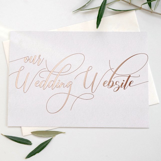   Minimal Rose Gold Wedding Website Enclosure Card (Creator Uploaded)
