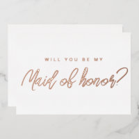 Minimal rose gold will you be my maid of honour