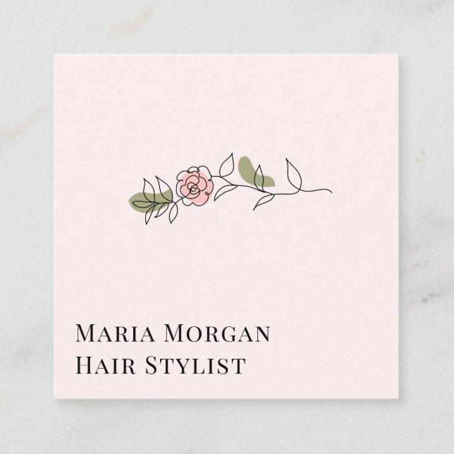 Minimal Rose Hair Stylist Business Card | Elegant  (Back)