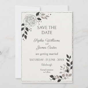 Minimal Rose Line Art Botanical Save The Date