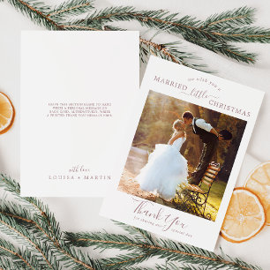 Minimal Rose Married Little Christmas Thank You Holiday Card