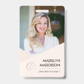 Minimal Rose Photo Notary Signing Agent Badge ID Badge