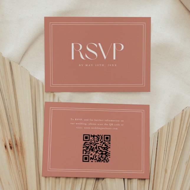 Minimal Rose Pink Bold Typography Wedding QR Code RSVP Card (Creator Uploaded)