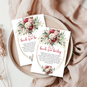 Minimal Ruby Red Blush Greenery Book for Baby Enclosure Card