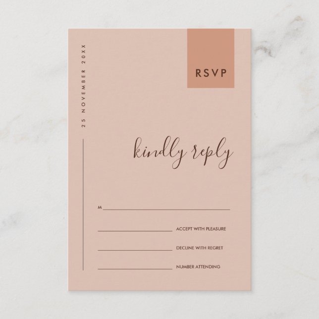 MINIMAL  RUST ORANGE TYPOGRAPHY WEDDING RSVP ENCLOSURE CARD (Front)
