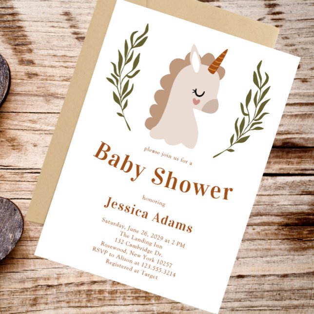 Minimal Rustic Boho Unicorn Baby Shower Invitation (Creator Uploaded)