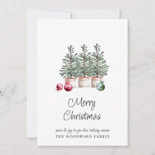 Minimal Rustic Christmas Trees Holiday Card