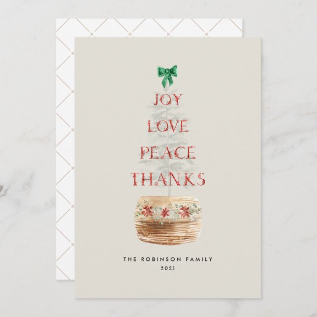 Minimal Rustic Fun Typography Christmas Tree Holiday Card (Front/Back)