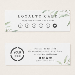 Minimal rustic greenery logo business loyalty card