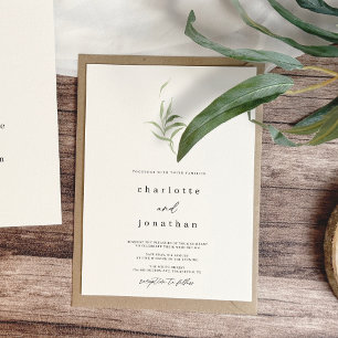 Minimal Rustic Greenery Wedding Invitation