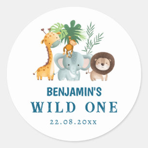 Minimal Safari Wild One Classic Round Sticker