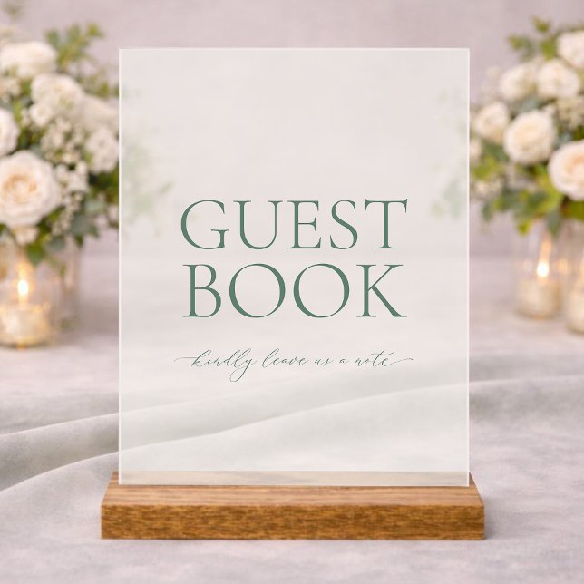 Minimal Sage Green Acrylic Wedding Guest Book Sign (Creator Uploaded)
