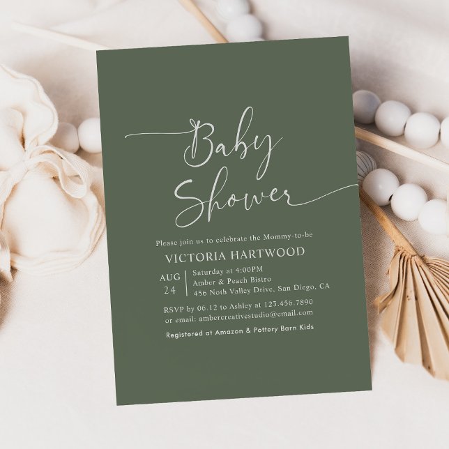Minimal Sage Green Baby Shower Invitation (Creator Uploaded)