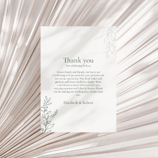 Minimal Sage Green Botanical Thank You Card