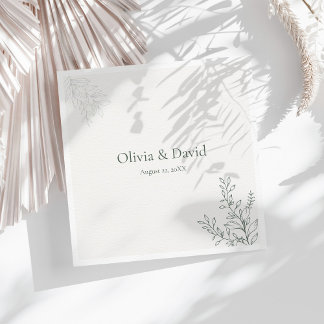 Minimal Sage Green Botanical Wedding Napkin