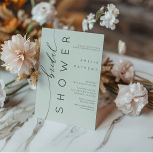 Minimal Sage Green Bridal Shower Invitation