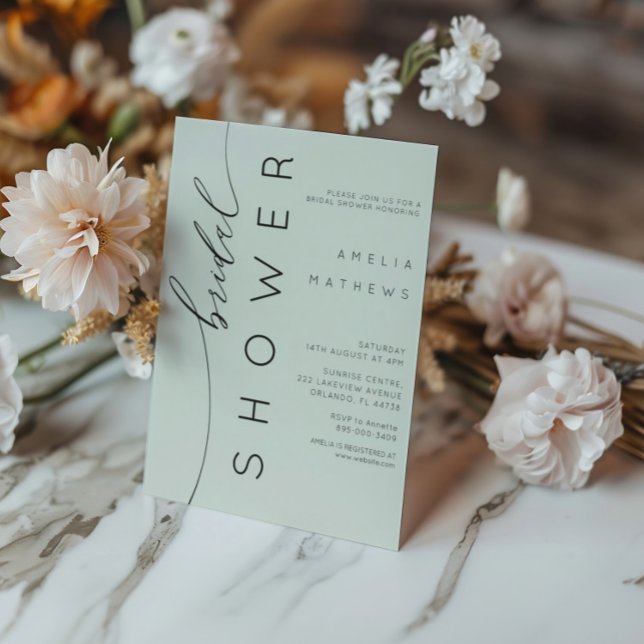 Minimal Sage Green Bridal Shower Invitation (Creator Uploaded)