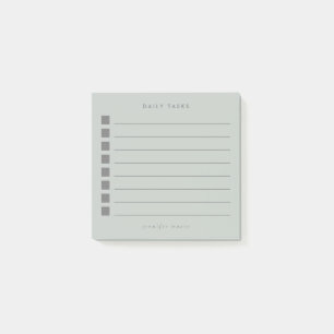 Minimal Sage Green Daily Tasks Planner  Post-it Notes