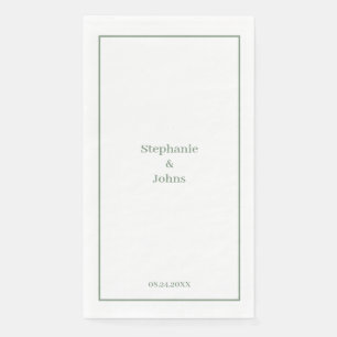 Minimal Sage Green Elegant Custom Name Wedding Napkin