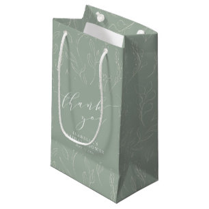 Minimal Sage Green Floral Bridal Shower Thank You Small Gift Bag