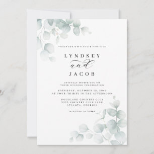Minimal Sage Green Floral Wedding Invitation