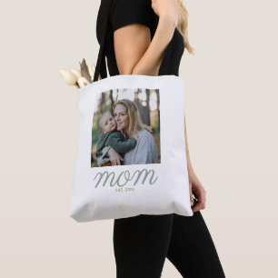 Minimal Sage Green & Gold Mum Established Photo Tote Bag