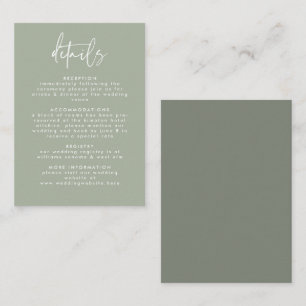 Minimal Sage Green Handwritten Script Wedding Enclosure Card