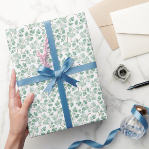 Minimal Sage Green Leaves Watercolor Pattern Wrapping Paper