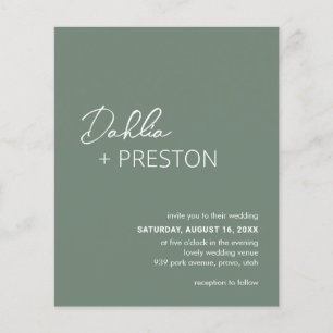 Minimal Sage Green Modern Budget Wedding Invite