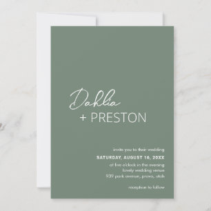 Minimal Sage Green QR Code Modern Wedding Invitation
