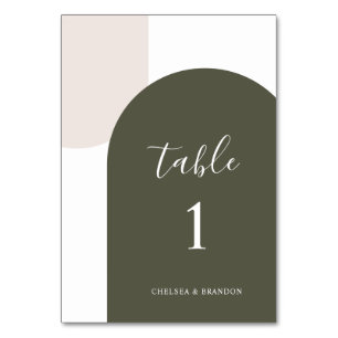 Minimal Sage Green Rustic Boho Arch Table Number