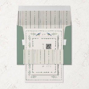 Minimal Sage Green Stripe Wedding Belly Band Invitation Belly Band