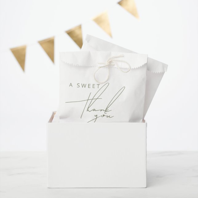 Minimal Sage Green Sweet Thank You Wedding Favour Bag (Party)