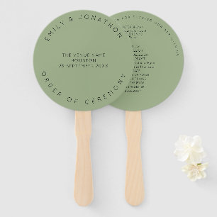Minimal Sage Green Typography Custom Wedding Hand Fan