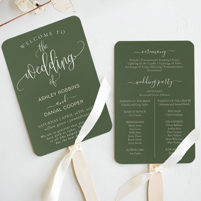 Minimal Sage Green We Do Wedding Program Hand Fan (Creator Uploaded)