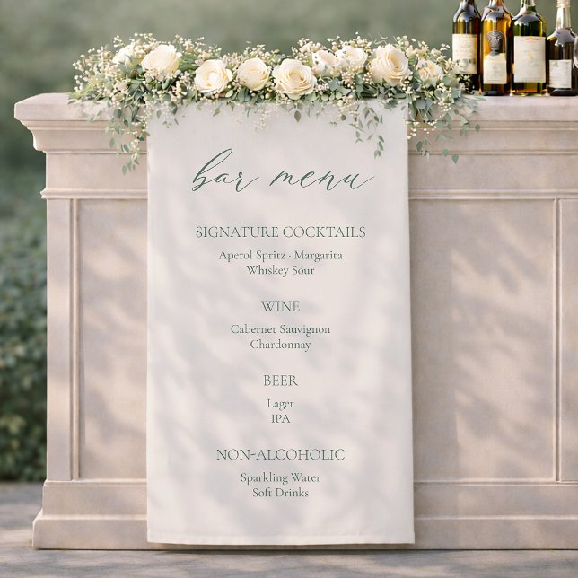 Minimal Sage Green Wedding Bar Menu Sign (Creator Uploaded)