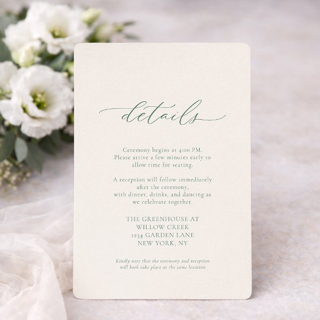 Minimal Sage Green Wedding Details Card  (Creator Uploaded)