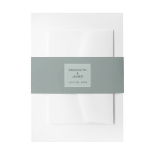 Minimal Sage Green Wedding Invitation Belly Band
