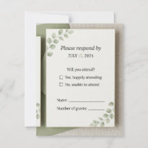 Minimal Sage Green Wedding RSVP Card
