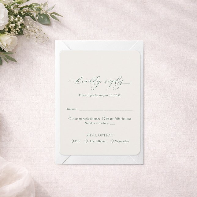 Minimal Sage Green Wedding RSVP Card (Creator Uploaded)