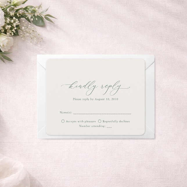 Minimal Sage Green Wedding RSVP Card  (Creator Uploaded)