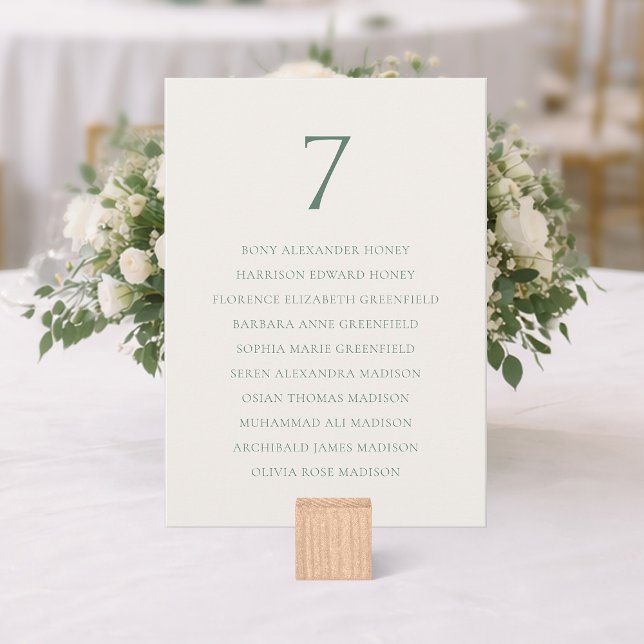 Minimal Sage Green Wedding Seating Chart Thank You Card (Creator Uploaded)