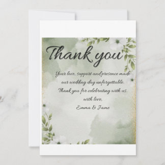 Minimal Sage Green Wedding Thank You Card
