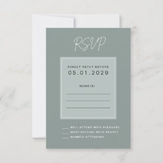 Minimal Sage Wedding RSVP Card