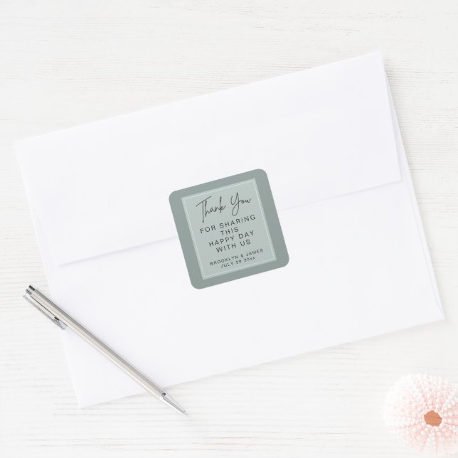 Minimal Sage Wedding Thank You Stickers (Envelope)