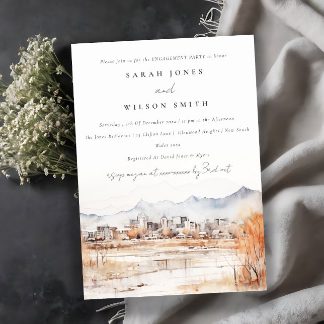 Minimal Salt Lake City Utah Watercolor Engagement Invitation (Creator Uploaded)