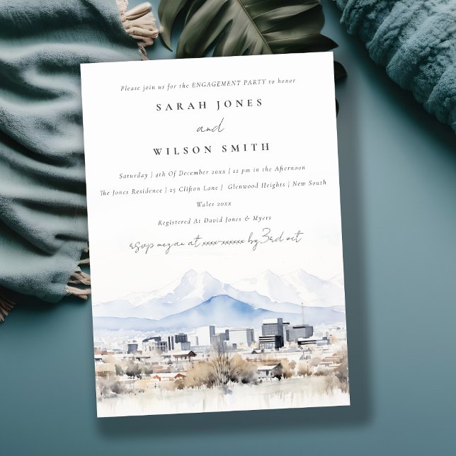 Minimal Salt Lake City Utah Watercolor Engagement Invitation (Creator Uploaded)