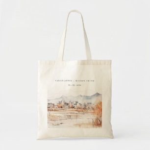 Minimal Salt Lake City Utah Watercolor Wedding Tote Bag